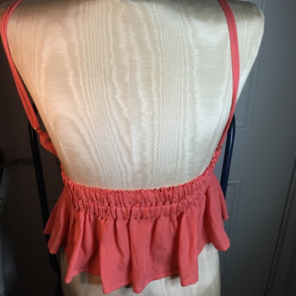 Blush Coral Peplum Crop Cami - Picture 2 of 3
